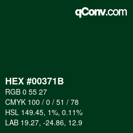 Color code: HEX #00371B | qconv.com