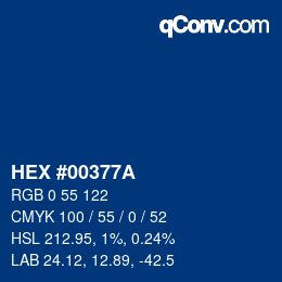 Farbcode: HEX #00377A | qconv.com