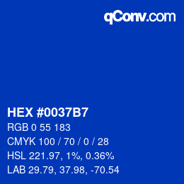 カラーコード: HEX #0037B7 | qconv.com