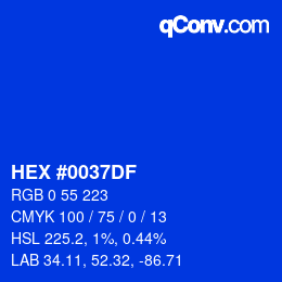 Color code: HEX #0037DF | qconv.com