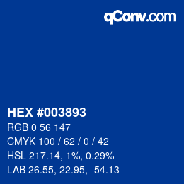 カラーコード: HEX #003893 | qconv.com