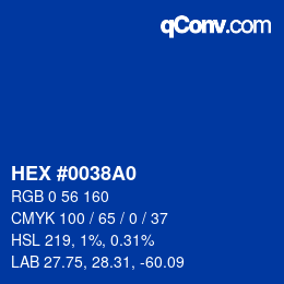 颜色代码: HEX #0038A0 | qconv.com
