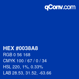 カラーコード: HEX #0038A8 | qconv.com