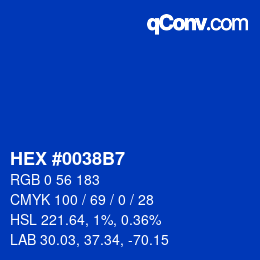 Color code: HEX #0038B7 | qconv.com