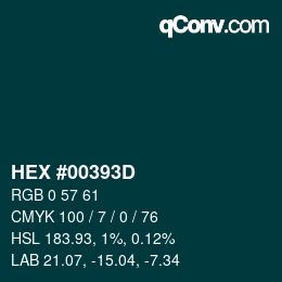 Color code: HEX #00393D | qconv.com