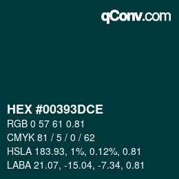 Code couleur: HEX #00393DCE | qconv.com