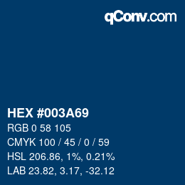 カラーコード: HEX #003A69 | qconv.com