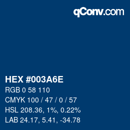 颜色代码: HEX #003A6E | qconv.com