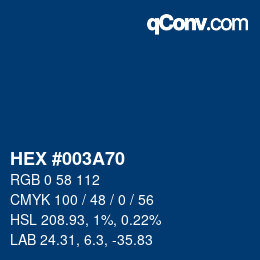 颜色代码: HEX #003A70 | qconv.com