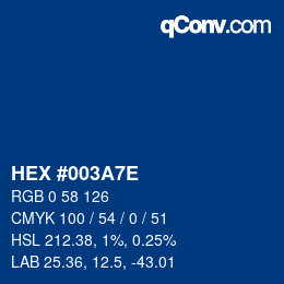 Color code: HEX #003A7E | qconv.com