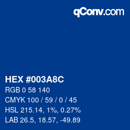 Color code: HEX #003A8C | qconv.com