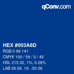 Color code: HEX #003A8D | qconv.com