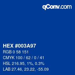 Color code: HEX #003A97 | qconv.com