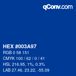 Color code: HEX #003A97 | qconv.com