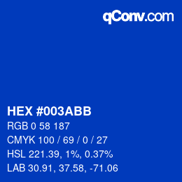 Farbcode: HEX #003ABB | qconv.com