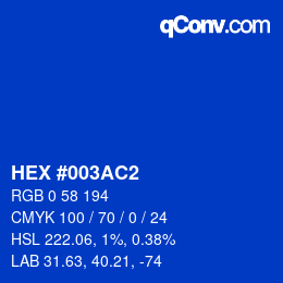 Color code: HEX #003AC2 | qconv.com