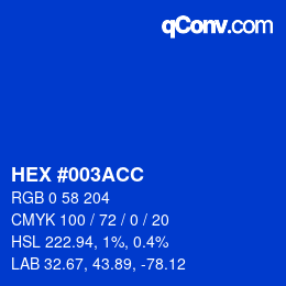 颜色代码: HEX #003ACC | qconv.com