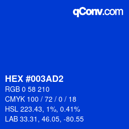Color code: HEX #003AD2 | qconv.com