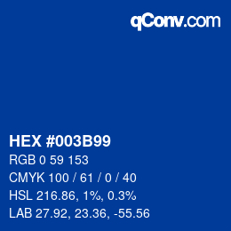 Color code: HEX #003B99 | qconv.com