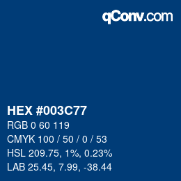 カラーコード: HEX #003C77 | qconv.com