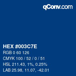 Color code: HEX #003C7E | qconv.com