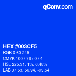 Color code: HEX #003CF5 | qconv.com