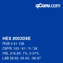 Color code: HEX #003D9E | qconv.com