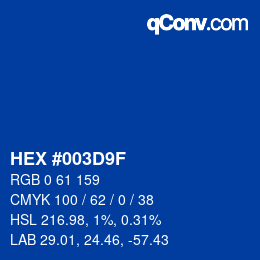 Color code: HEX #003D9F | qconv.com