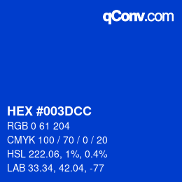 颜色代码: HEX #003DCC | qconv.com