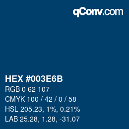 Color code: HEX #003E6B | qconv.com