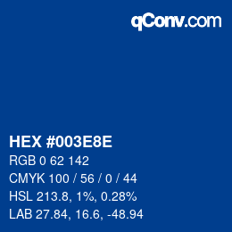 Code couleur: HEX #003E8E | qconv.com