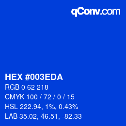 カラーコード: HEX #003EDA | qconv.com
