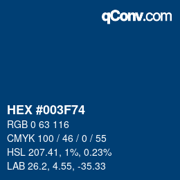 颜色代码: HEX #003F74 | qconv.com