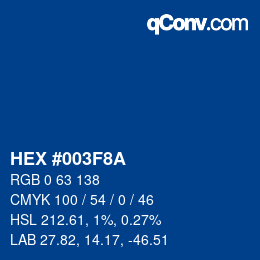 Color code: HEX #003F8A | qconv.com