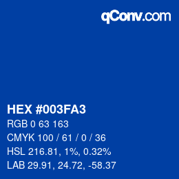 Color code: HEX #003FA3 | qconv.com