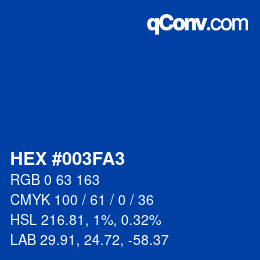 カラーコード: HEX #003FA3 | qconv.com
