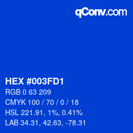 颜色代码: HEX #003FD1 | qconv.com