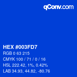 颜色代码: HEX #003FD7 | qconv.com