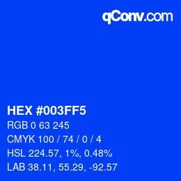 Color code: HEX #003FF5 | qconv.com