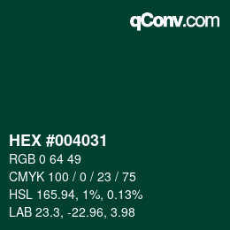 Color code: HEX #004031 | qconv.com