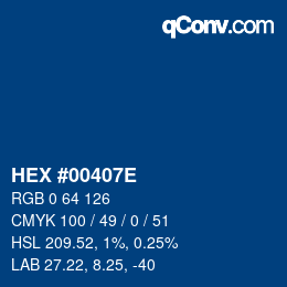 カラーコード: HEX #00407E | qconv.com