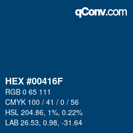 颜色代码: HEX #00416F | qconv.com