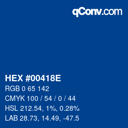 Color code: HEX #00418E | qconv.com