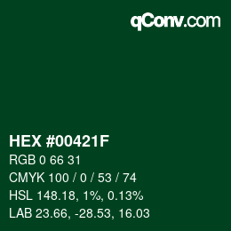 Color code: HEX #00421F | qconv.com