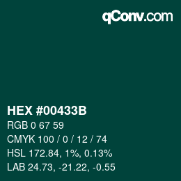 Color code: HEX #00433B | qconv.com