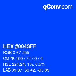 Color code: HEX #0043FF | qconv.com