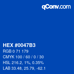 Color code: HEX #0047B3 | qconv.com