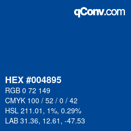 颜色代码: HEX #004895 | qconv.com