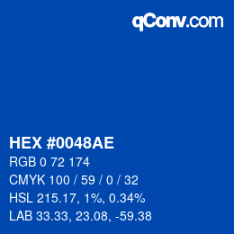 Color code: HEX #0048AE | qconv.com