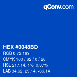 Code couleur: HEX #0048BD | qconv.com